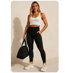 FREE PEOPLE MOVEMENT Black Mesh Panel Leggings Size M/L